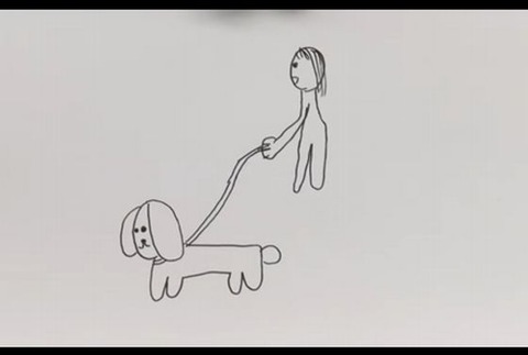 藤田綾画伯の犬の散歩のイラスト